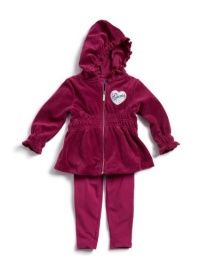 GUESS Kids Girls Smocked Waist Hoodie, DARK PINK (2T)