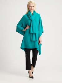 Soft, brightly-hued cashmere, in a beautifully draped poncho silhouette.Rib-knit V necklinePoncho sleevesRib-knit hemlineCashmereDry cleanImported of Italian fabricModel shown is 5'10 (177cm) wearing US size Small. 