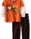 Kids Headquarters Baby-Boys Newborn Twofer Little Monkey Top With Jean, Orange, 3-6 Months