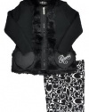 GUESS Kids Girls Little Girl Hooded Sweater With Faux Fur, BLACK (5/6)