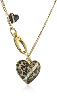 Betsey Johnson Status Leopard Heart Pendant Long Necklace