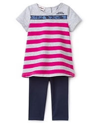 Get set for summer with Juicy Couture's stripe tee -- it's got a sequin accents, short sleeves and a cropped legging to complete the look.