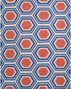 3'6 x 5'6 Rectangular Surya Area Rug by Jill Rosenwald FAL1035-3656 Royal Blue/Coral Color Handmade India Fallon Collection