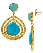 Coralia Leets's gold and chalcedony earrings instantly add an exotic touch to any ensemble. Pair them with a flouncy dress or silk blouse for a look that's beautifully bohemian.