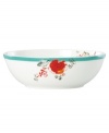 Make casual tables sing with this irresistible fruit bowl from Lenox Simply Fine dinnerware. The dishes feature a stripe of fresh green that complements the bright watercolor-inspired florals of Chirp as they flourish inside and out on white bone china. (Clearance)