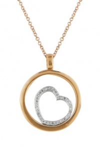 Effy Jewlery 14K White and Rose Gold Diamond Heart Pendant, .17 TCW