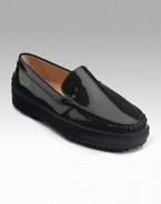 Black, navy or dark brown patent Rubber lug sole Plain front Made in ItalyOUR FIT MODEL RECOMMENDS ordering true size.. 