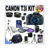 Canon EOS Rebel T3i 18 MP CMOS Digital SLR Camera and DIGIC 4 Imaging with EF-S 18-55mm f/3.5-5.6 IS Lens +58mm 2x Telephoto lens + 58mm Wide Angle Lens (3 Lens Kit!!!!!!) W/32GB SDHC Memory+ Extra Battery/Charger + 3 Piece Filter Kit + Full Size Tripod +