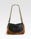 Indulge in this petite fox fur and leather style that is crafted to perfection.Detachable convertible chain shoulder strap, 11-20 dropTurnlock flap closure8W X 6H X 1½DImported