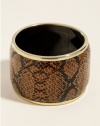 GUESS Brown and Gold-Tone Python-Print Cuff, GOLD