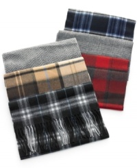 Wrap yourself in the luxurious warmth of cashmere with this heritage plaid scarf from Club Room.