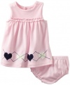 Hartstrings Baby-Girls Newborn Sleeveless Cotton Knit Dress With Coordinating Diaper Cover, Taffy Pink, 6-9 Months