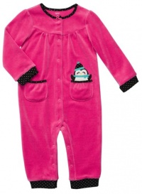 Carter's Infant Long Sleeve One Piece Velour Coverall - Happy Penguin-3 Months