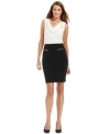 Calvin Klein's ponte-knit skirt looks especially chic with shiny gold zippered pockets at the hips.