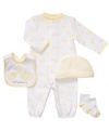 Get him ready for playtime fun in this sweet 4-piece coverall, beanie, socks and bib set from Carter's.