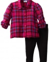 Splendid Littles Baby-girls Newborn Charlee Plaid Tunic Set, Raspberry, 18-24 Months