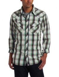 True Religion Men's Long Sleeve Plaid Poplin Western Shirt