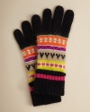 Crafted in soft angora blend, these cozy gloves are colorfully adorned with colorblock and fairisle print for a stylish wintry look she'll love all season long.