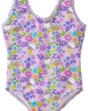 Hello Kitty Girls 2-6X Little Girls Ruffle One Piece Swimsuit, Purple, 6X