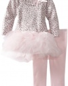 Blueberi Boulevard Baby-girls Infant Leopard Print Knit Set With Mesh Tutu Skirt, Pink, 12 Months