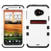 Hybrid Ivory White/ Black Total Defense Faceplate Hard Plastic Protector Snap-On Cover Case For HTC EVO One 4G LTE