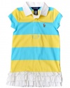 Ralph Lauren Toddler Girls Cotton Rugby Dress (5, Topaz Blue)