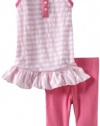 Splendid Littles Baby-Girls Infant Mini Rugby Stripe Tunic Legging Set, Pink Ribbon, 12-18 Months