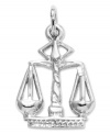 The perfect gift for the aspiring lawyer or judge, this symbolic scales of justice charm is crafted in polished 14k white gold. Chain not included. Approximate length: 4/5 inch. Approximate width: 1/2 inch.