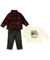 Kids Headquarters Baby-Boys Infant 3 Pieces Set Plaid Jacket Chooper Top with Pant