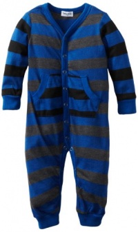 Splendid Littles Baby-Boys Newborn Charcoal Rugby Stripe Mix Playsuit, Royal, 6-12 Months