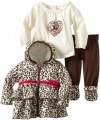 Nannette Baby-girls Infant 3 Piece Leopard Legging Set, Beige, 12 Months