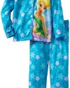 Komar Kids Girls 2-6X Pretty Tinker Bell Long Sleeve Disney 2 Piece Pajama Set, Blue, 4/5