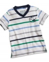 GUESS Kids Boys Baby Striped V-Neck Tee (12 - 24m), STRIPE (24M)