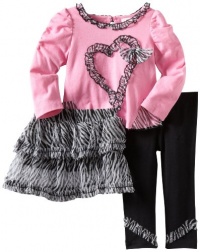 Nannette Baby-Girls Infant 3 Piece Zebra Legging Skirt Set, Pink, 18 Months