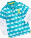 Get him layered up in preppy stripes with this long sleeve polo by Greendog.