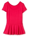 A touch of peplum ruffles at the hem updates this cap sleeve tee from Aqua.