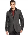 Freshen up your layered style this season with this quilted-sleeved blazer from INC International Concepts.