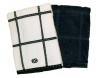 Calphalon 2-Piece Solid and Check Kitchen Towel Set, Black Licorice