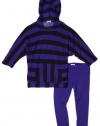 Splendid Littles Girls 2-6X Charocal Triblend Rugby Stripe Tunic Set, Iris, 4-5