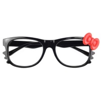 S9D New Brand Hello Kitty Lovely Fashion Black Bow Style Glasses Frame Cosplay