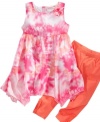 Do a little dance. Twirling and twisting will be what's on her mind in this floaty and fun tie-dyed tunic and leggings set from Flapdoodles. (Clearance)