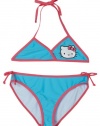 Hello Kitty Girls 7-16 Big Girls Americas Sweetheart 2 Piece Bikini Swimwear, Aqua, 10/12