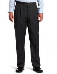 Louis Raphael LUXE Men's 100% Washable Wool Plaid Pleated Comfort Waist Dress Pant