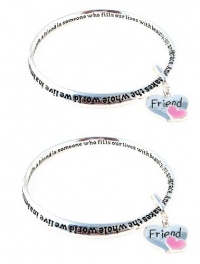 Two (2) Bracelet Set - Friend Poem - A Friend is Someone.. ~ Silver Tone Metal (68mm) (FB88)