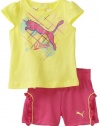 Puma - Kids Baby-girls Infant Tee And Mesh Short, Light Lime, 12 Months