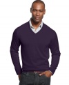 Keep your everyday style solid with this handsome wool-blend, v-neck sweater from Club Room.