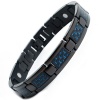 Willis Judd New Mens Black Titanium Magnetic Bracelet with Blue Carbon Fiber Insets Free Link Removal Tool