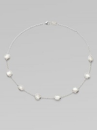 From the Scultura Collection. Especially feminine mother-of-pearl cabochons on a delicate sterling silver chain.Mother-of-pearl Sterling silver Length, 16-18 Lobster clasp Imported