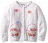 Hartstrings Girls 2-6X Toddler Flower Basket Cotton Cardigan Sweater, White, 2T