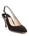 Pretty, pointy-toe slingbacks are an easy, chic option for date-night dressing. By Salvatore Ferragamo.